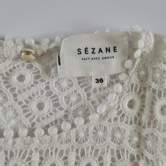 Sezane Joss Lace Blouse In Ecru, 36/4/S, French Romantic - Picture 5 of 13
